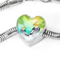 Cockatiel Parrot Art Print Heart Charm Steel Bracelet