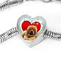 Tibetan Mastiff Print Heart Charm Steel Bracelet