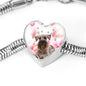 Cesky Terrier Print Heart Charm Steel Bracelet