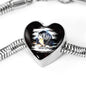Tibetan Mastiff Dog Art Print Heart Charm Steel Bracelet