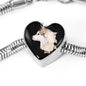 Siberian Husky Dog 3D Print Heart Charm Steel Bracelet