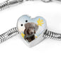 Cute Weimaraner Print Heart Charm Steel Bracelet