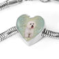 Bichon Frise Dog Print Heart Charm Steel Bracelet