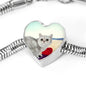 Exotic Shorthair Cat Print Heart Charm Steel Bracelet