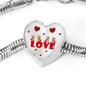 Yorkie Love Print Heart Charm Steel Bracelet