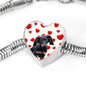Dachshund Print Heart Charm Steel Bracelet