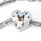 Cardigan Welsh Corgi Print Heart Charm Steel Bracelet
