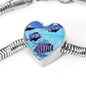 Afra Cichlid Fish Print Heart Charm Steel Bracelet