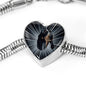 Bluetick Coonhound Dog Print Heart Charm Steel Bracelet