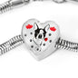 Cute Boston Terrier Print Heart Charm Steel Bracelet