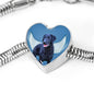 Curly Coated Retriever Print Heart Charm Steel Bracelet