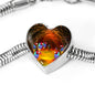 Gouldian Finch (Rainbow Finch) Print Heart Charm Steel Bracelet