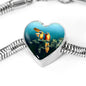 Lovely Parrot Print Heart Charm Steel Bracelet