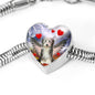 Bearded Collie Print Heart Charm Steel Bracelet