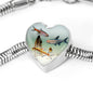 Glowlight Tetra Fish Print Heart Charm Steel Bracelet