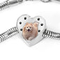 Cute Pomeranian Print Heart Charm Steel Bracelet