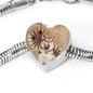 Siberian Husky Print Heart Charm Steel Bracelet