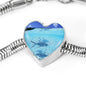 Fish Print Heart Charm Steel Bracelet