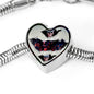 American Flag Skull Print Heart Charm Steel Bracelet