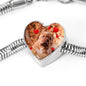 Cute Bordeaux Mastiff Print Heart Charm Steel Bracelet