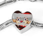 Border Terrier Print Heart Charm Steel Bracelet