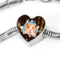 Syrian Hamster Print Heart Charm Steel Bracelet