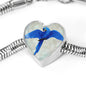 Hyacinth Macaw Parrot Art Print Heart Charm Steel Bracelet