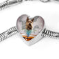 Berger Picard Print Heart Charm Steel Bracelet