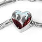 African Grey Parrot Print Heart Charm Steel Bracelet