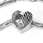Black&White Snake Print Heart Charm Steel Bracelet