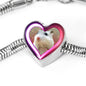 Campbell Dwarf Hamster Print Heart Charm Steel Bracelet
