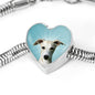Whippet Dog Print Heart Charm Steel Bracelet