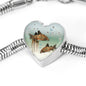 Corydoras Paleatus Fish Print Heart Charm Steel Bracelet