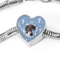 Spanish Water Dog Print Heart Charm Steel Bracelet