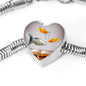 Mollies Fish Print Heart Charm Steel Bracelet
