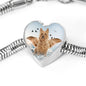 Australian Terrier Print Heart Charm Steel Bracelet