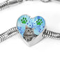 Cute American Shorthair Print Heart Charm Steel Bracelet