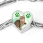 American Bobtail Print Heart Charm Steel Bracelet