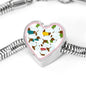 Dachshund Dog Art Print Heart Charm Steel Bracelet
