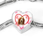 Basset Hound Print Heart Charm Bracelet