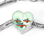 Neon Tetra Fish Print Heart Charm Steel Bracelet