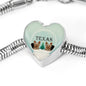 Yorkshire Terrier (Yorkie) Texas Print Heart Charm Steel Bracelet