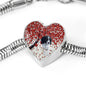 English Springer Spaniel Print Heart Charm Steel Bracelet