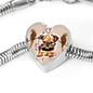 Brussels Griffon Dog Print Heart Charm Steel Bracelet