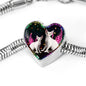 Devon Rex Cat Print Heart Charm Steel Bracelet