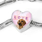 Rhodesian Ridgeback Dog Print Heart Charm Steel Bracelet