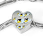 American Goldfinch Bird Print Heart Charm Steel Bracelet