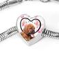Bloodhound Print Heart Charm Steel Bracelet