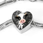 Cow Print Heart Charm Steel Bracelet