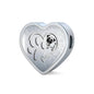 Pug Paws Print Heart Charm Steel Bracelet